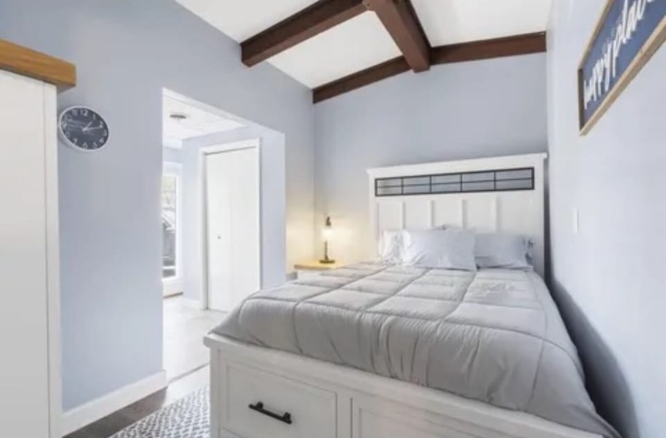 Master bedroom queen bed and private master bath