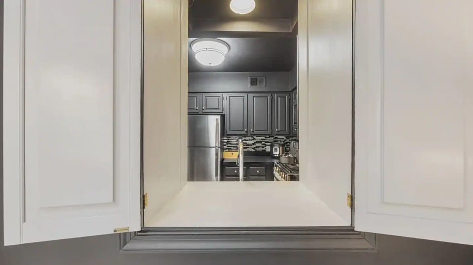 Kitchen || View into the Kitchen from the Living Room area.