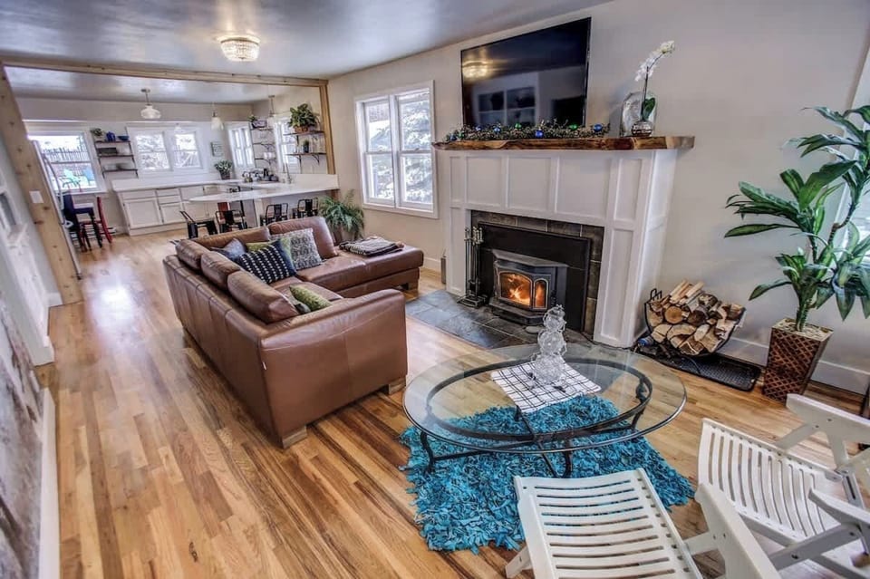 Great Room with Woodburning Stove and Decorator Touches add to Comfort of this Grand Home.