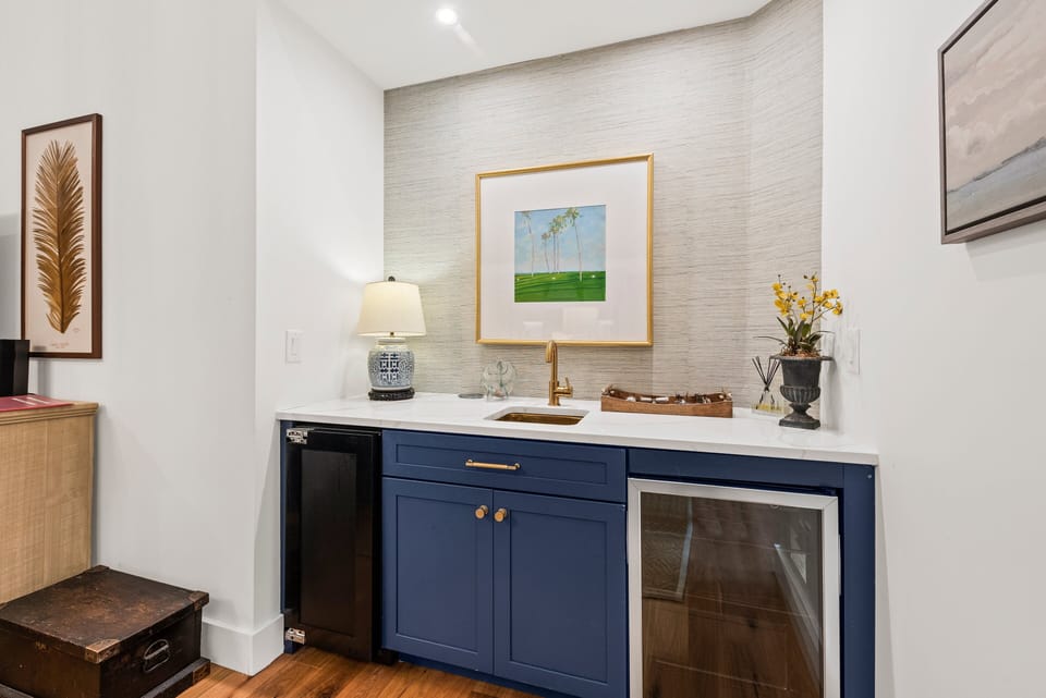 Wet bar and beverage refrigerator - whip up some afternoon sips!