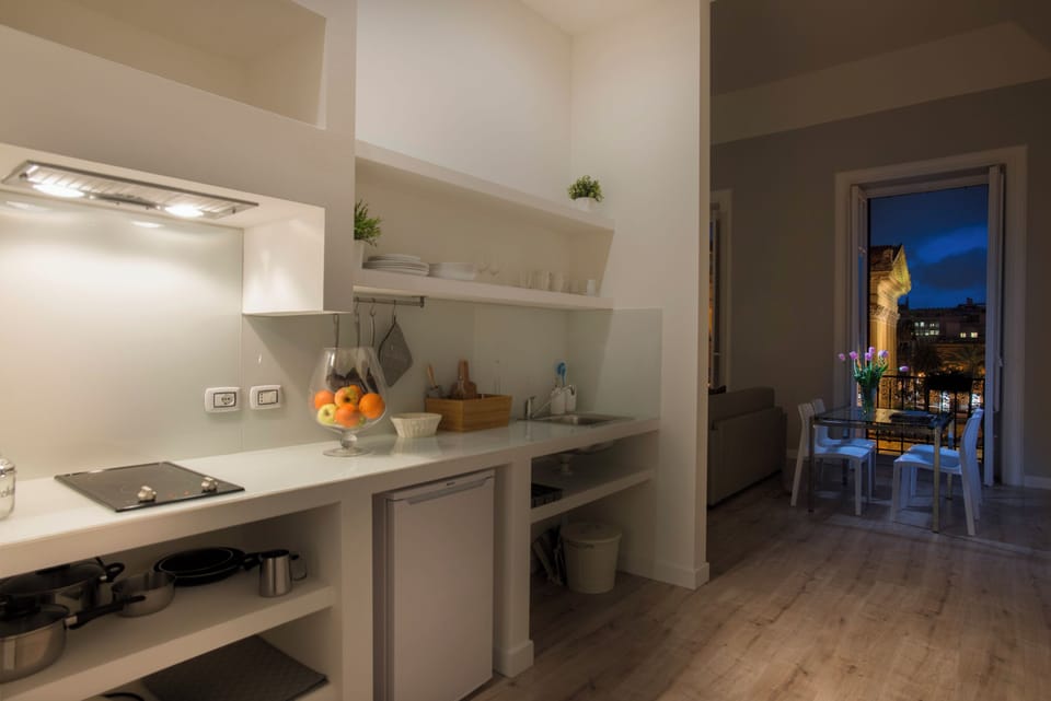 Deluxe Apartment, City View | Private kitchen | Fridge, microwave, stovetop, espresso maker