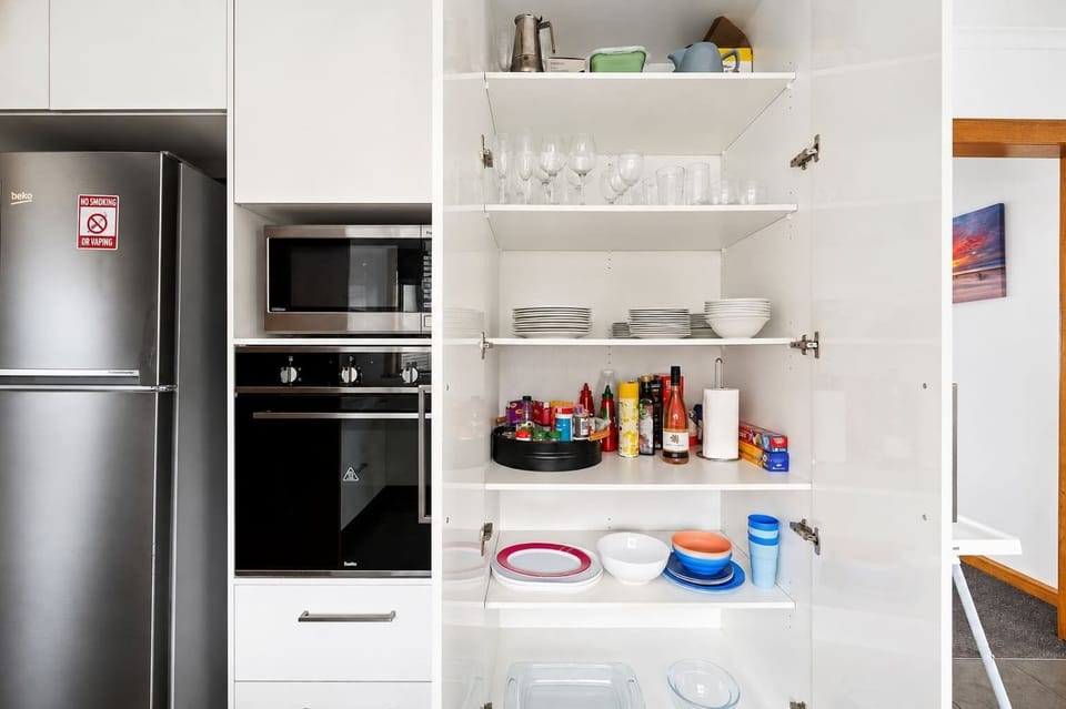 The kitchen is well equipped with cookware, appliances and everything needed to prepare meals during your stay.