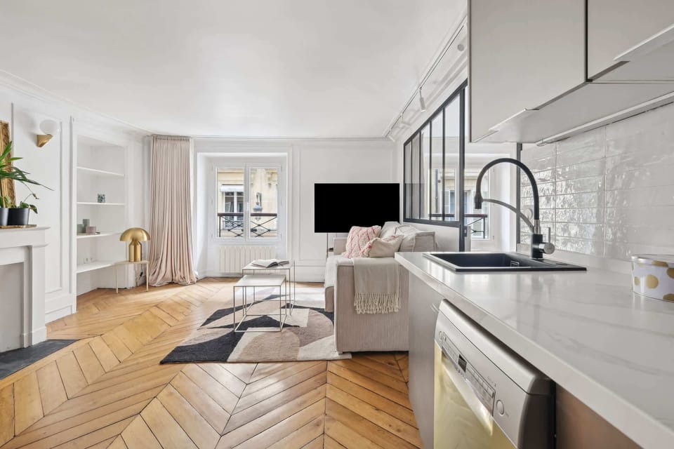The open-plan living, kitchen and dining area