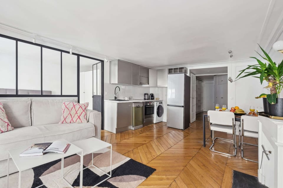 The open-plan living and dining area