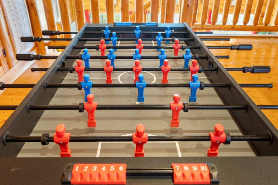 The foosball table provides hours of fun for all ages.