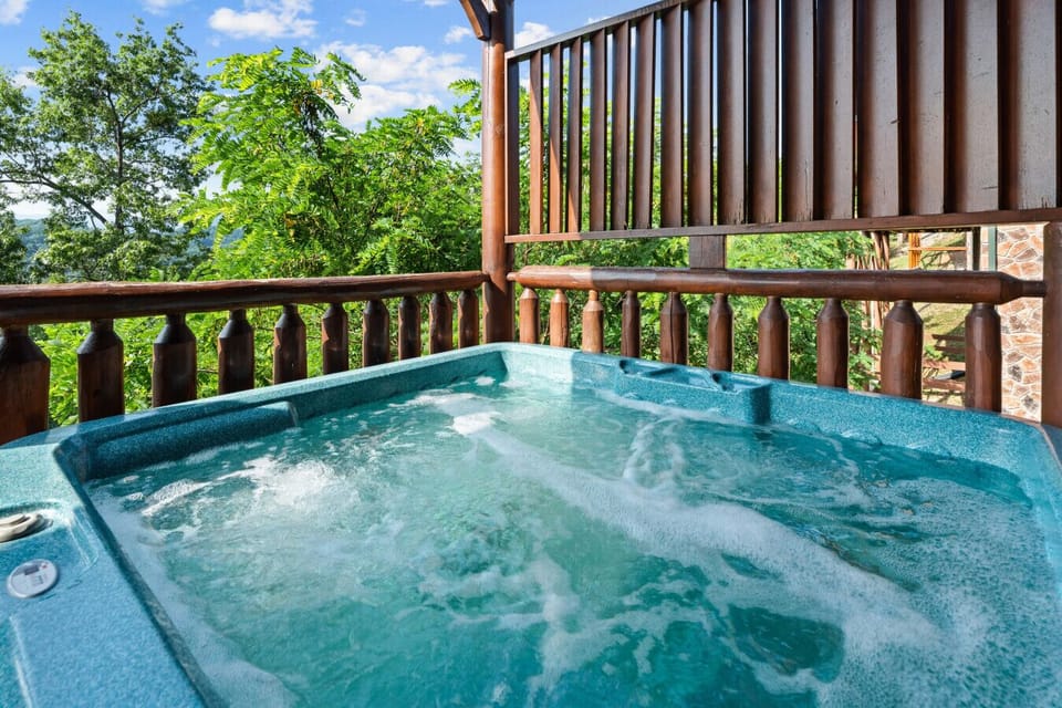 Let the warm bubbles melt your stress as you soak under blue skies and breathe in fresh mountain air from your private hot tub perch.