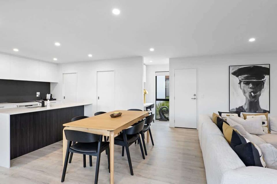 Dining, kitchen, living