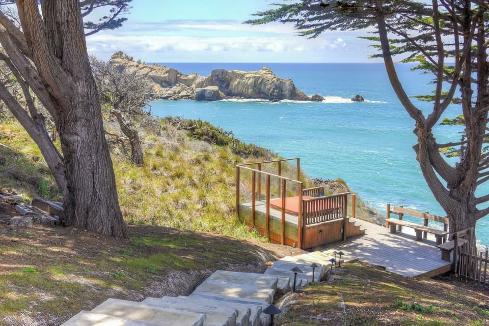 Hot tub with panoramic ocean views