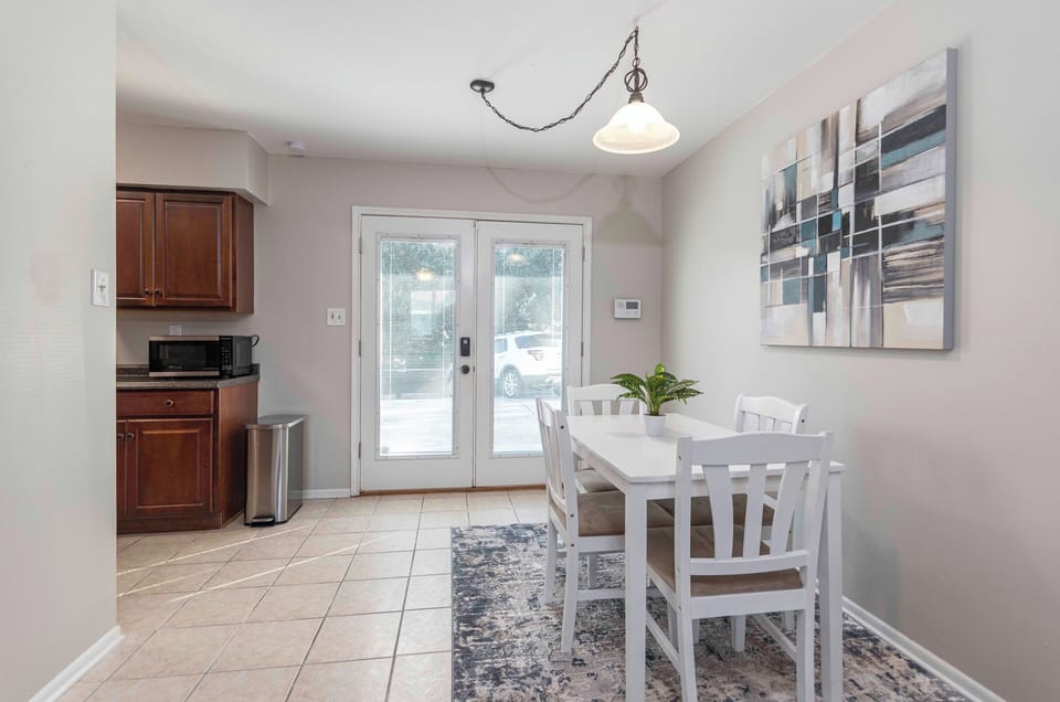 Gather around our cozy dining table for a home-cooked meal.