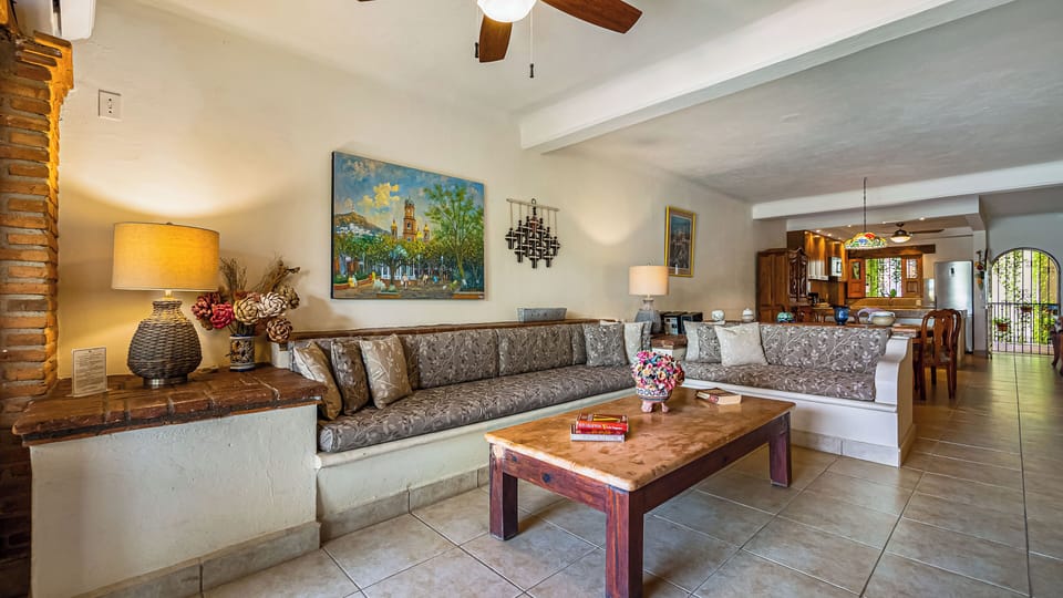 Living Room with Fun Local Artwork.