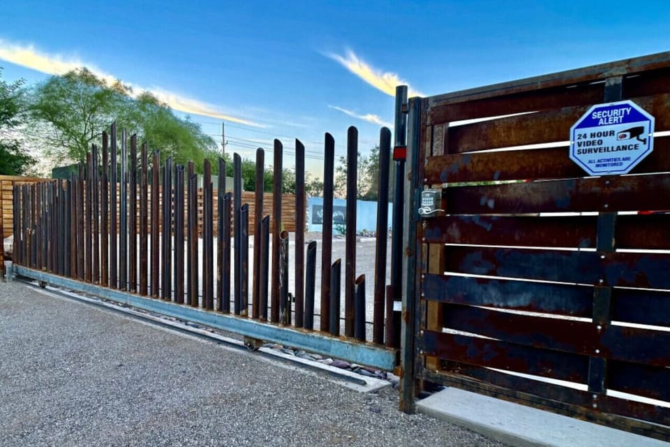 Safety is important to us. There is a coded gate for the parking lot.