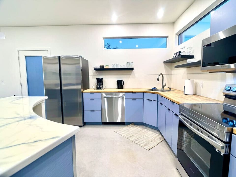 Plenty of counter and storage space. Inquire about grocery services.