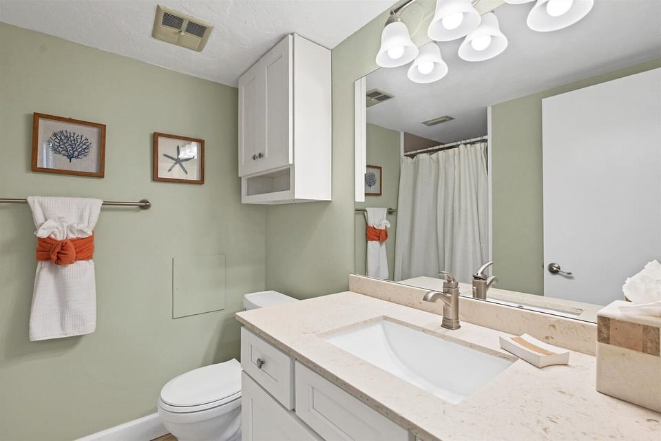 Attached bathroom with walk-in shower