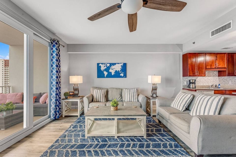 Living Room with Ocean Views, Flat Screen TV, Sleeper Sofa and Direct Balcony Access