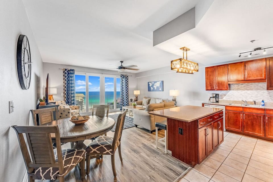 Open Concept, Fully Equipped Kitchen with Drip Coffee Maker and Ocean Views