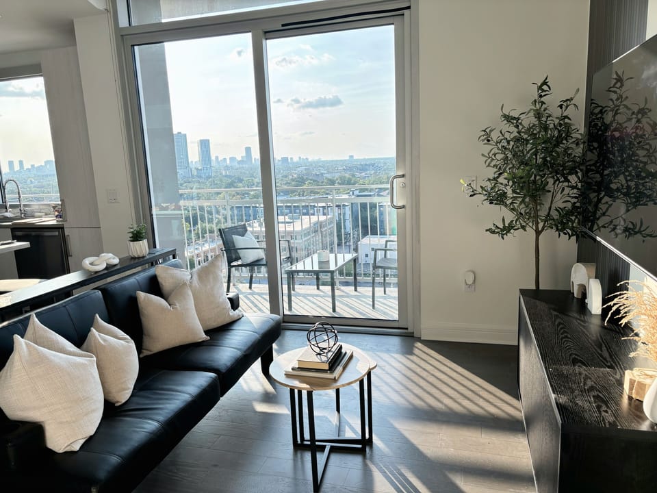 Living room space with 58" TV