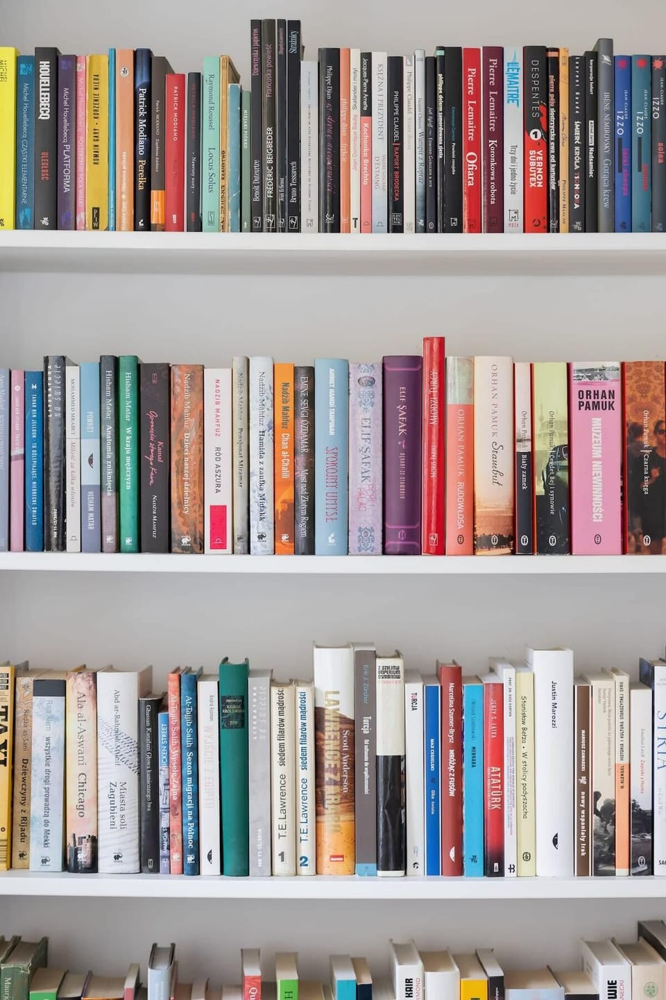  Shelves filled with a variety of books will delight every literature lover.