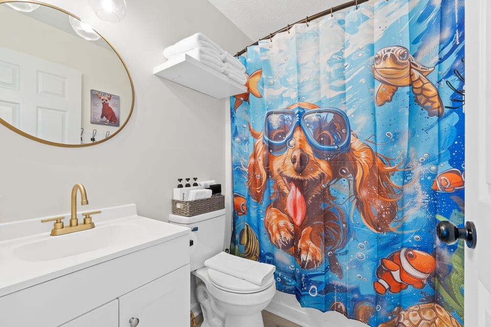 The bathrooms have all of the conveniences of home.