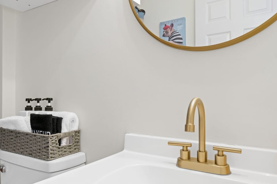The bathrooms have all of the conveniences of home.