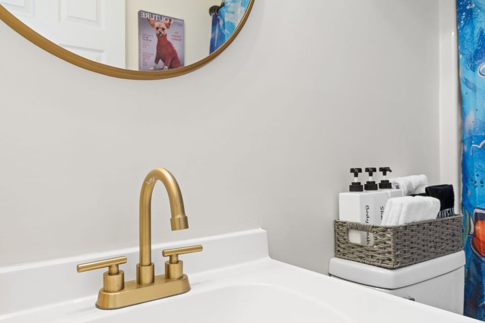 The bathrooms have all of the conveniences of home.
