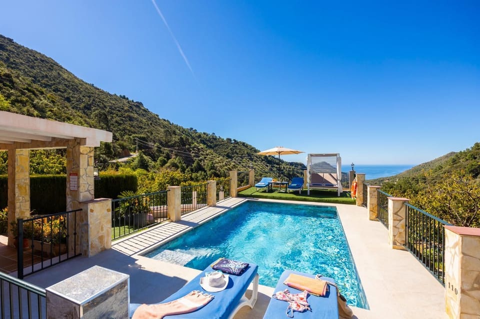 Private pool and terrace with sea views
