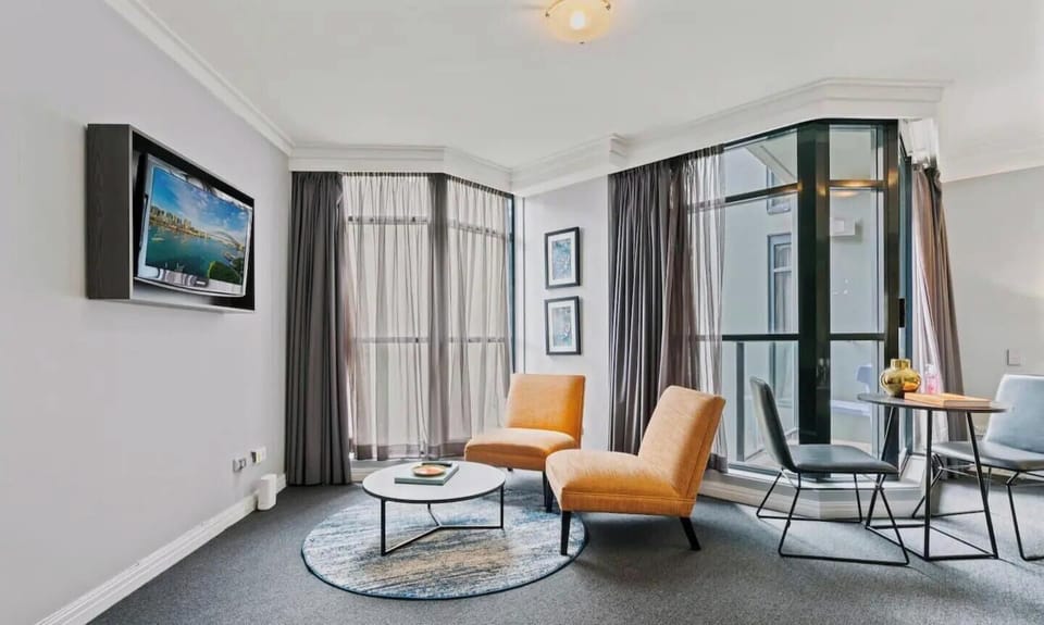 Clean and inviting living area for your stay