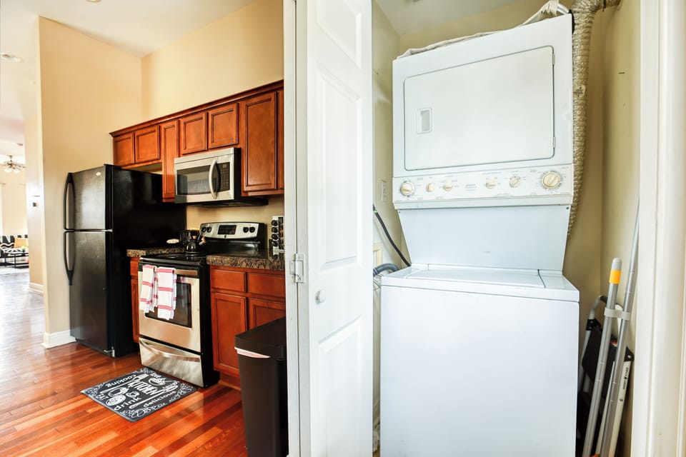 Washer, dryer, and soap conveniently available for your stay.