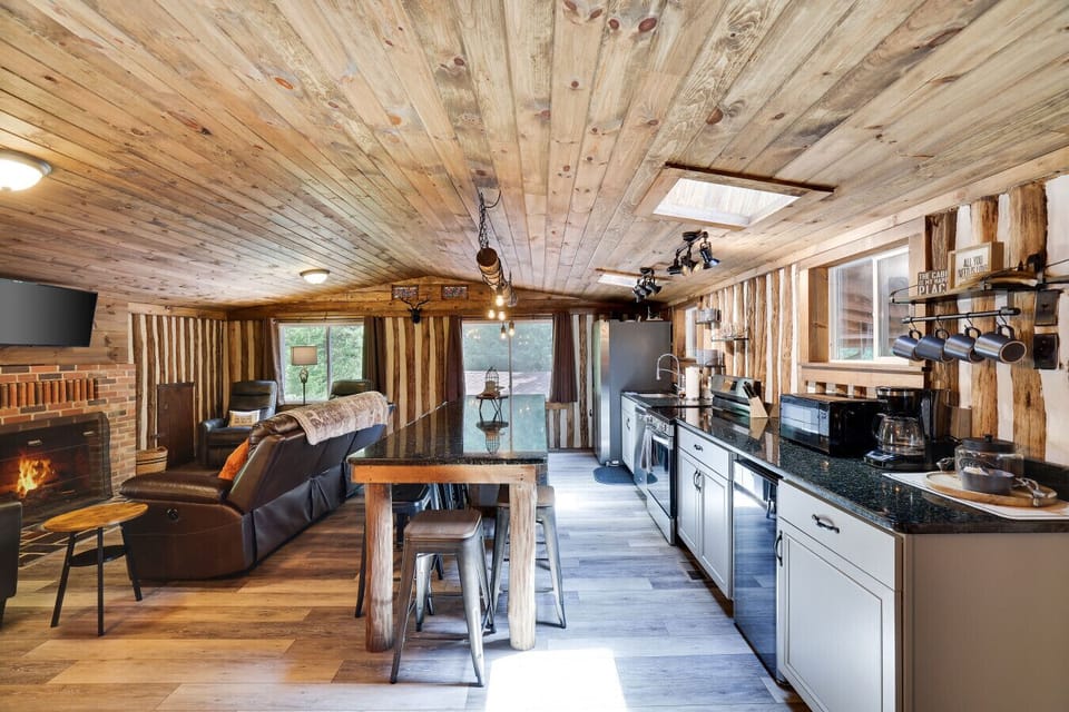 Kitchen and living area.