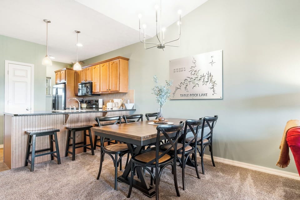 Dining area with table and seating for 6