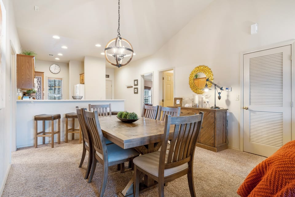 Dining area with table and seating for 6