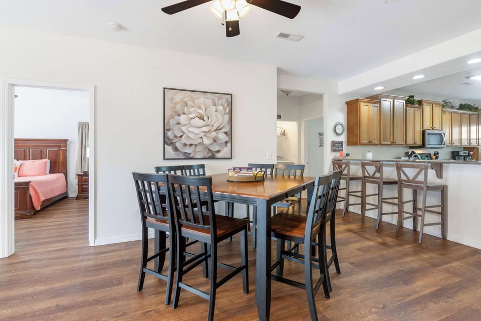 Dining table with seating for 8