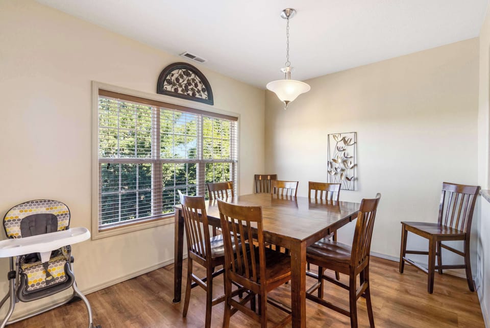 Dining table with seating for 8