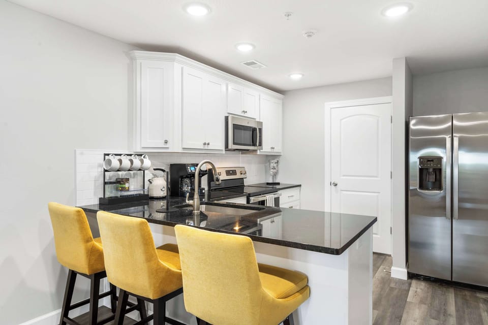 Sip morning coffee or grab a bite at the counter, seating 3