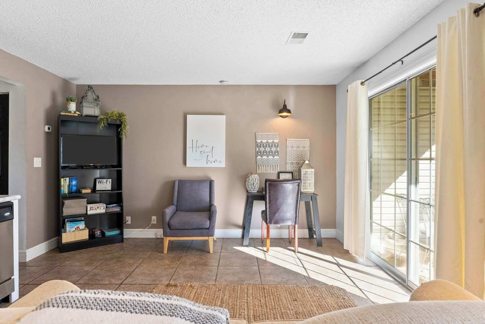 Curl up on the queen sleeper sofa & enjoy a movie night in the living room