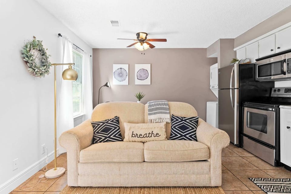 Curl up on the queen sofa & enjoy a movie night in the living room