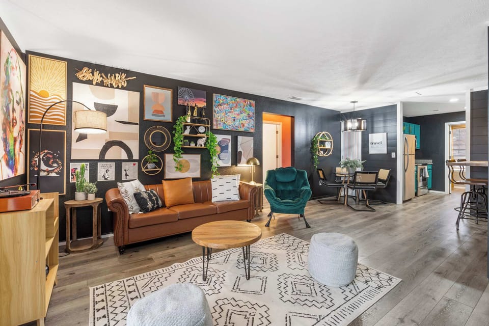 Beautifully decorated living space with ample seating and Smart TV