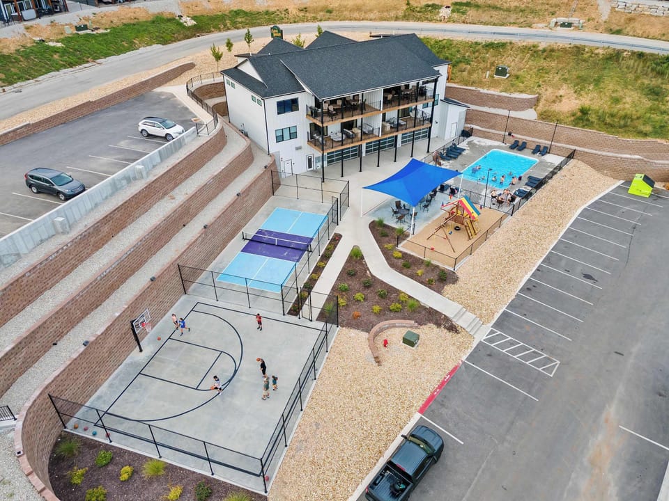 Aerial view of communal amenities