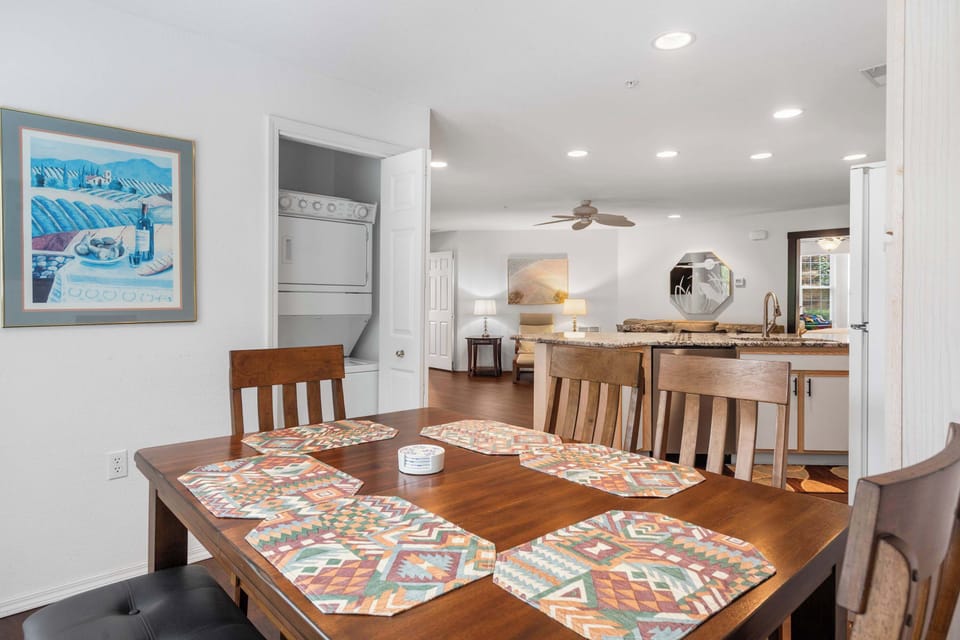Gather for meals together at the dining table, with space for 6