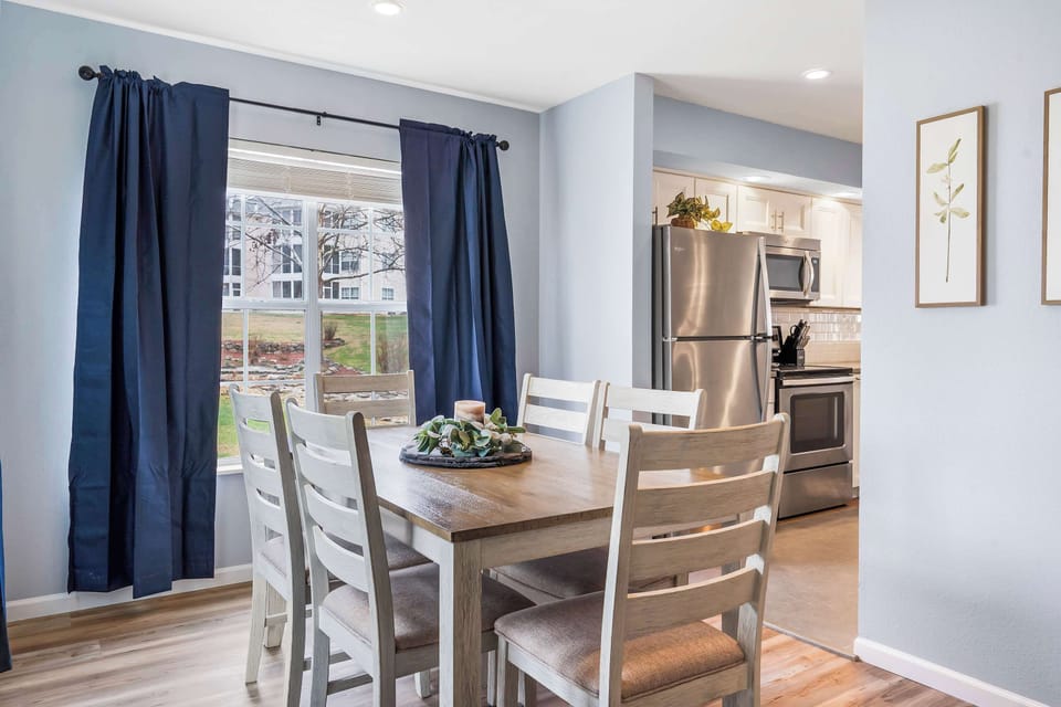 Gather for meals together at the dining table, with seating for 6