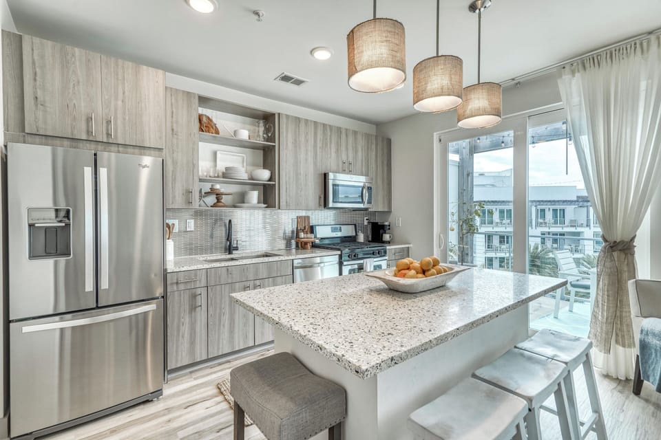 Modern kitchen with gas range