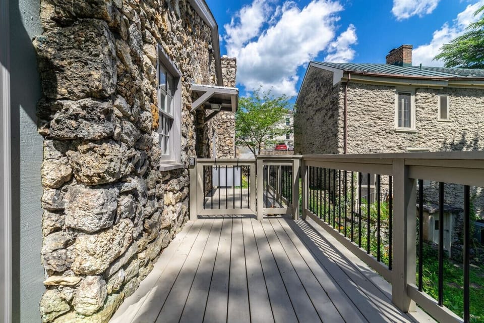 View of the deck from the outdoor dining table.