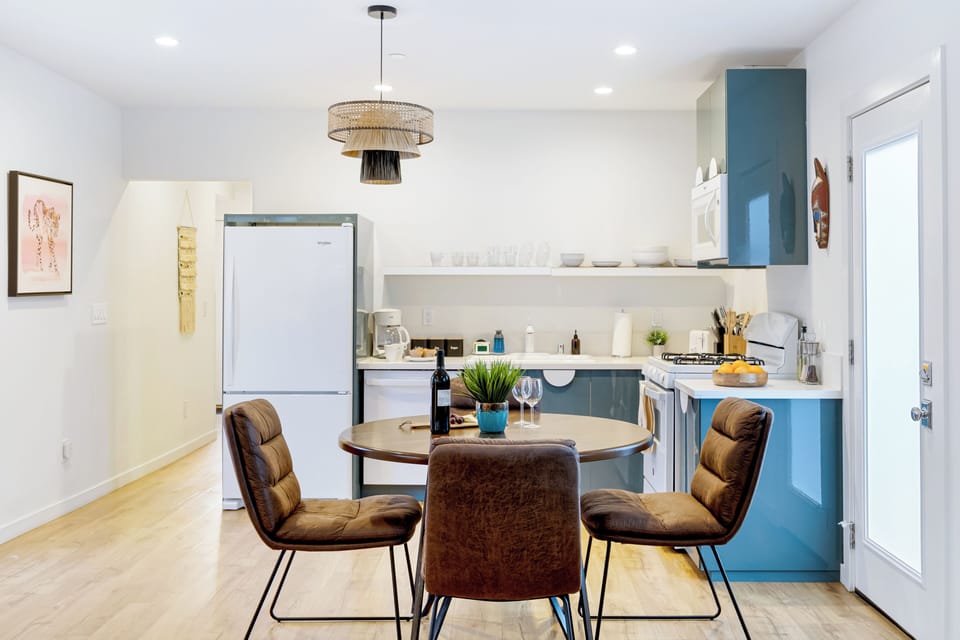 Dining area and kitchen.