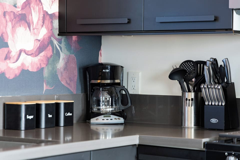 Coffee station in the kitchen.