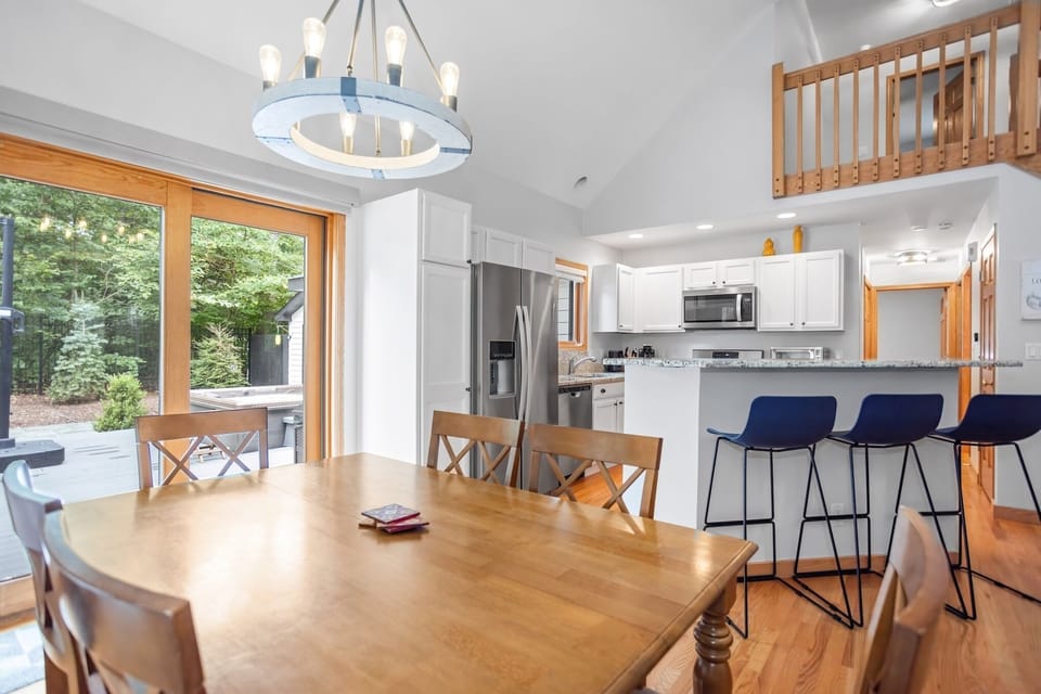 Spacious dining area with room for family and friends.