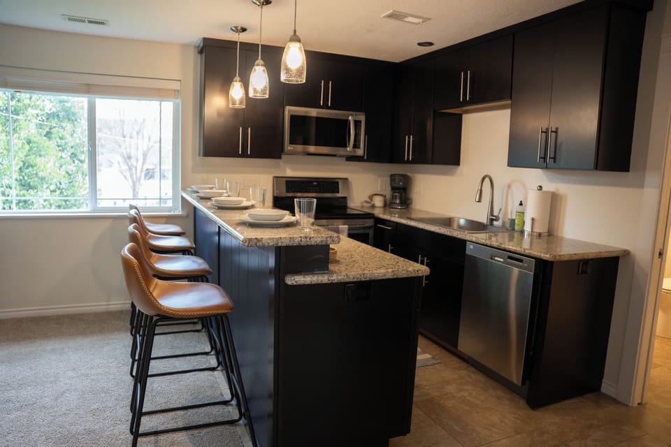 Full size appliances and everything you need to cook delicious meals!