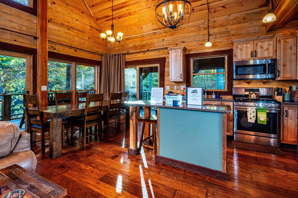 Open kitchen and dining space ideal for group meals