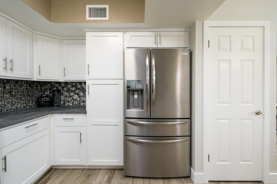 Brand new stainless steel appliances.