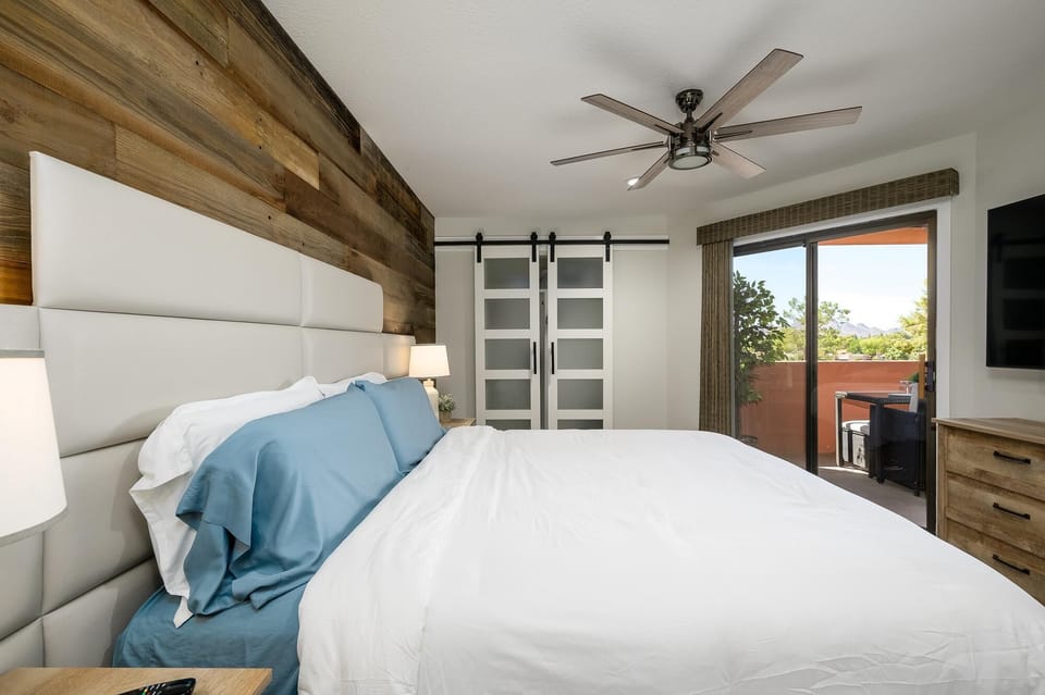 Ceiling fans throughout condo.