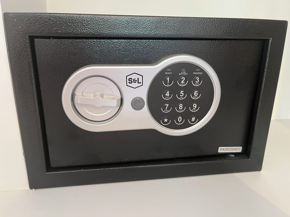 Each apartment is equipped with a safety deposit box