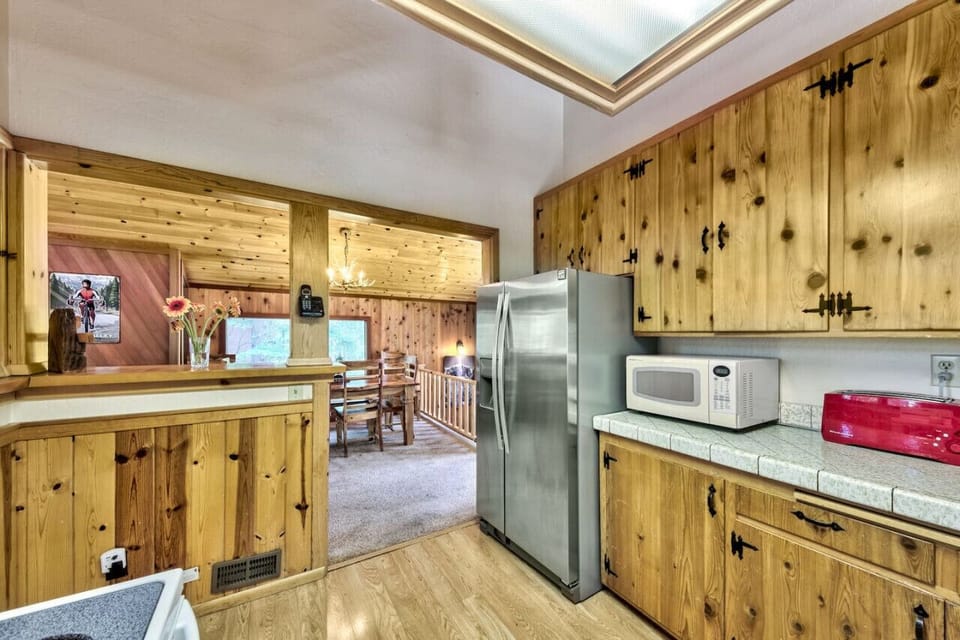 Fully stocked kitchen has everything you need.